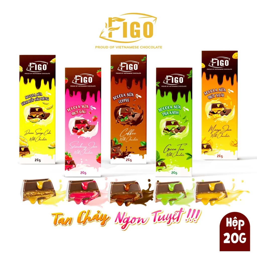 Thanh Socola FIGO Mix Nhiều Vị Sữa Cacao Trái Cây Đồ Ăn Vặt Nội Địa Việt Nam 20G