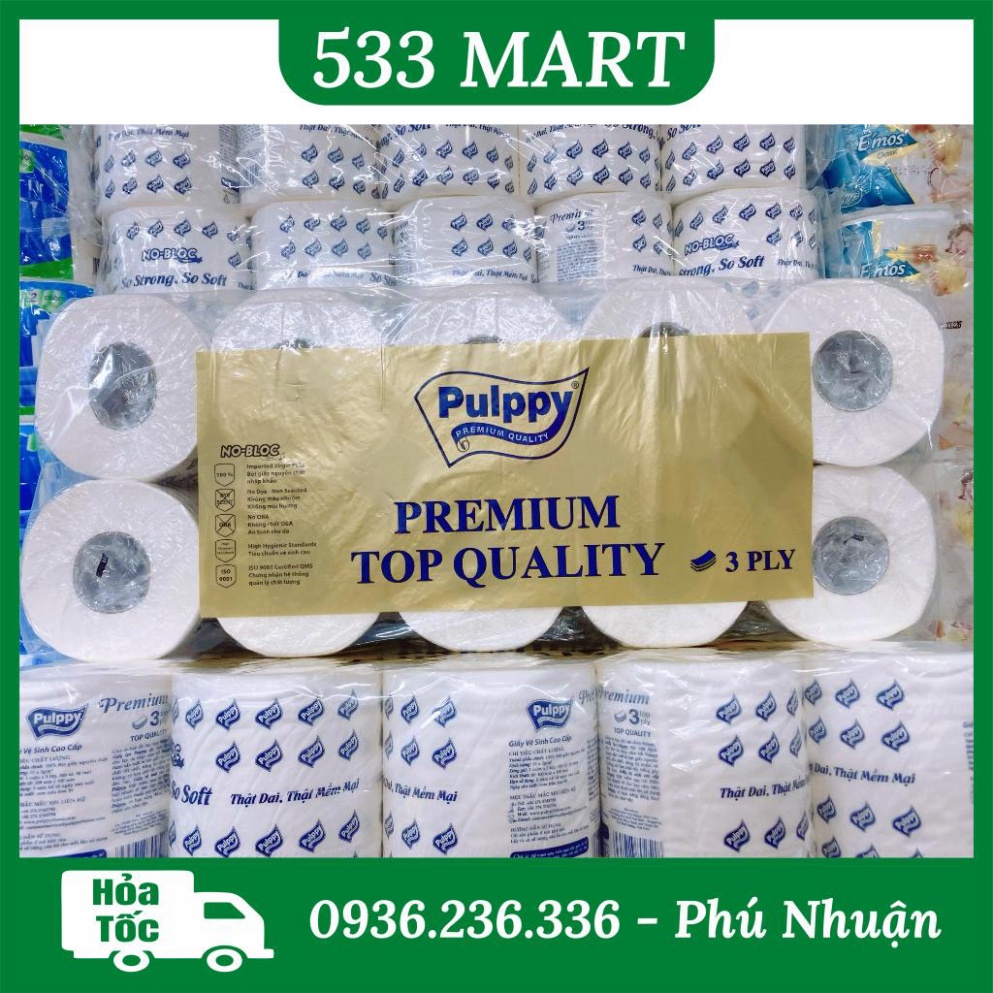 [LỐC 10 CUỘN] Giấy cuộn vệ sinh cao cấp Pulppy Premium 3 lớp | Shopee