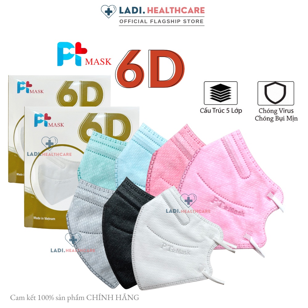 Khẩu trang 6D Mask PT 5 lớp ( Combo 50cái )kháng khuẩn chống bụi siêu ...