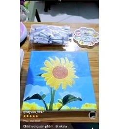 Tranh tô màu theo số Hoa Hướng Dương - Size 20x20cm căng khung sẵn kèm màu và cọ vẽ