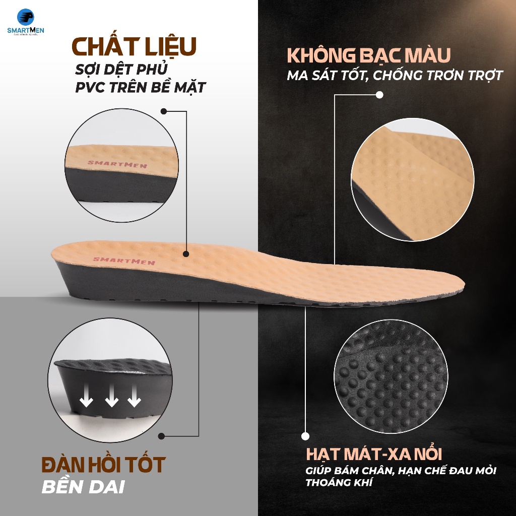 Ảnh Lót giày SMARTMEN SMARTFOOT Thế hệ 4 Hỗ trợ tăng chiều cao (1 đôi) 1