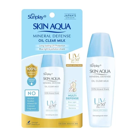 Sữa Chống Nắng Vật Lý Sunplay Skin Aqua Giảm Dầu Mineral Defense Oil Clear Milk SPF50+ PA++++ 25g