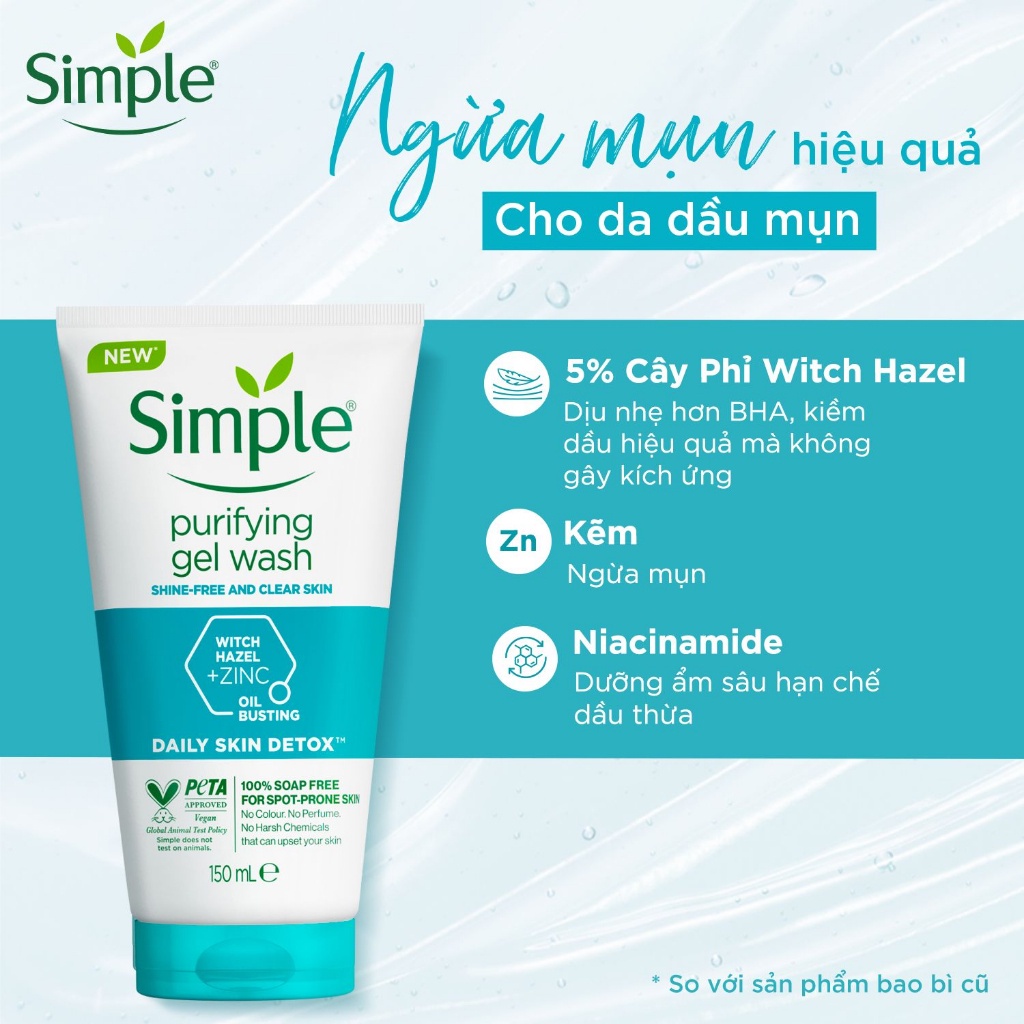 Ảnh Gel Rửa Mặt Simple Purifying Daily Skin Detox Dành Cho Da Dầu và Da Nhạy Cảm 150ml 4