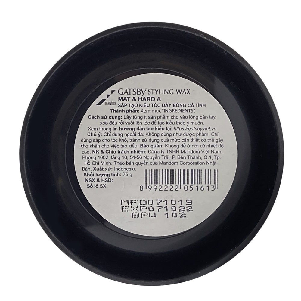 Ảnh Wax Tóc Gatsby Mat & Hard_Đen 75g 1
