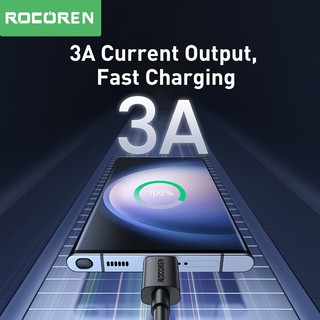 Cáp dữ liệu sạc nhanh Rocoren USB Type C 3A USB C cho Xiaomi Mi Redmi Note Samsung S23 S22 S21