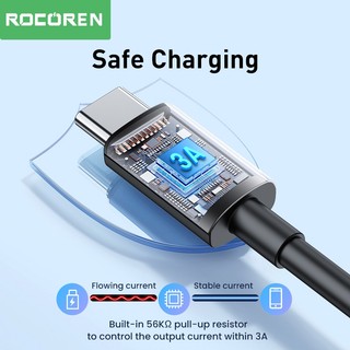 Cáp dữ liệu sạc nhanh Rocoren USB Type C 3A USB C cho Xiaomi Mi Redmi Note Samsung S23 S22 S21