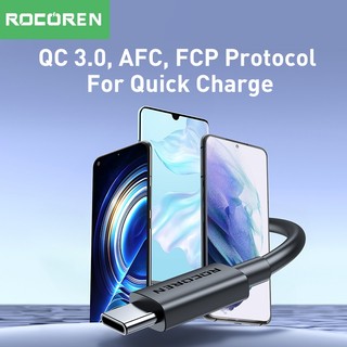 Cáp dữ liệu sạc nhanh Rocoren USB Type C 3A USB C cho Xiaomi Mi Redmi Note Samsung S23 S22 S21