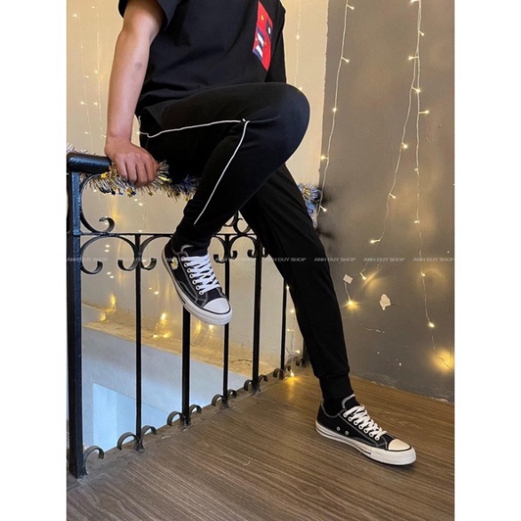 Quần Jogger giới tính 1 Sọc Nhỏ Thun Poly phong thái thể thao Sport thời trang và năng động tính cách UniseX PK1