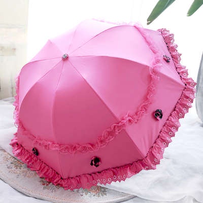 HàNg Có SẵN  Ô GấP GọN Ô Che MưA Dù Che NắNg ChốNg Tia Uv Cỡ Nhỏ GấP GọN PhốI Ren KiểU CôNg ChúA Dễ ThươNg Cho Nữ
