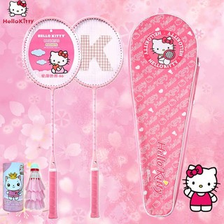 Vợt Cầu Lông Hellokitty Hello Kitty Màu Hồng Chính Hãng Bé Gái Người Lớn Trẻ Em Dễ Thương Siêu Nhẹ Đôi Beat Set