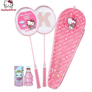Vợt Cầu Lông Hellokitty Hello Kitty Màu Hồng Chính Hãng Bé Gái Người Lớn Trẻ Em Dễ Thương Siêu Nhẹ Đôi Beat Set