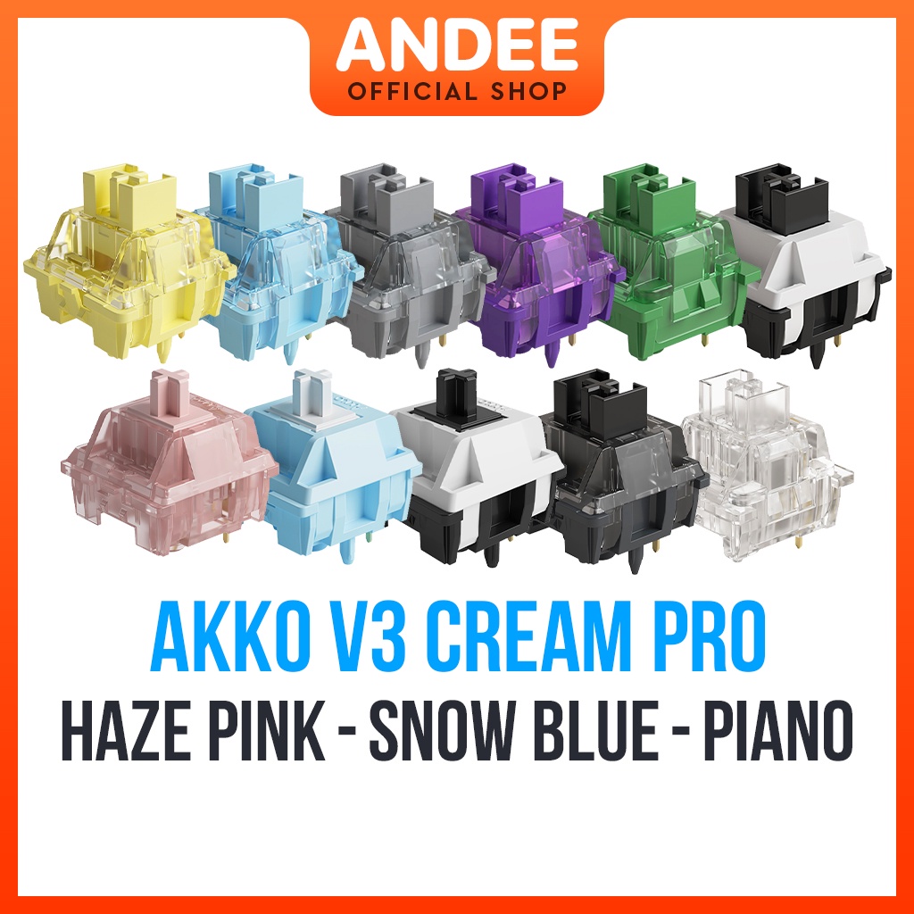 Switch AKKO v3 Cream Pro Piano Haze Pink bán lẻ công tắc phím cơ có hỗ trợ lube sẵn
