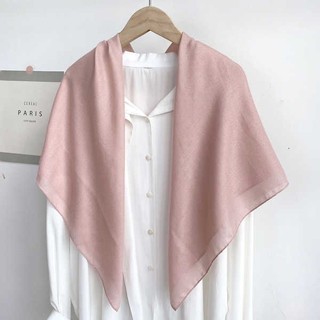 2026 ✿ khăn lụa ✿ có hàng sẵn Khăn Quàng Cổ Hình Tam Giác / Vuông Vải cotton Lanh Màu Trơn Thời Trang Thu Đông Mới  90 * 90