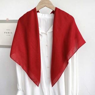 2026 ✿ khăn lụa ✿ có hàng sẵn Khăn Quàng Cổ Hình Tam Giác / Vuông Vải cotton Lanh Màu Trơn Thời Trang Thu Đông Mới  90 * 90