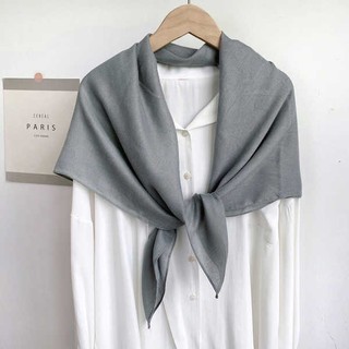 2026 ✿ khăn lụa ✿ có hàng sẵn Khăn Quàng Cổ Hình Tam Giác / Vuông Vải cotton Lanh Màu Trơn Thời Trang Thu Đông Mới  90 * 90