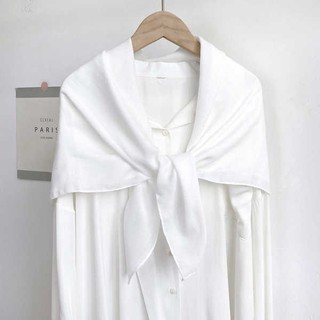 2026 ✿ khăn lụa ✿ có hàng sẵn Khăn Quàng Cổ Hình Tam Giác / Vuông Vải cotton Lanh Màu Trơn Thời Trang Thu Đông Mới  90 * 90