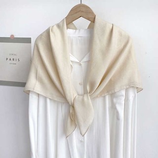2026 ✿ khăn lụa ✿ có hàng sẵn Khăn Quàng Cổ Hình Tam Giác / Vuông Vải cotton Lanh Màu Trơn Thời Trang Thu Đông Mới  90 * 90