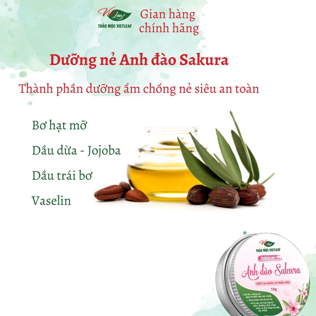 Dưỡng nẻ anh đào Thảo Mộc Vietleaf Sakura 10g VIETLEAF-DN10