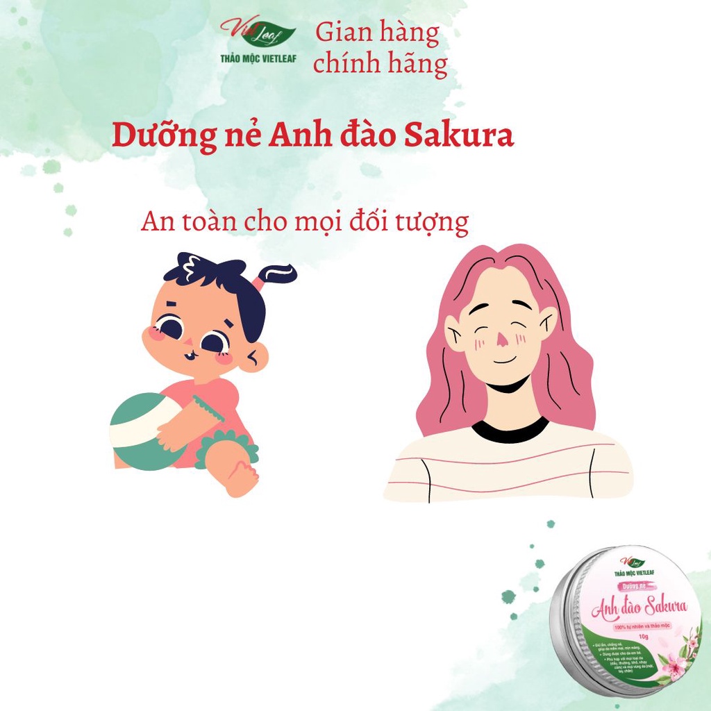 Dưỡng nẻ anh đào Thảo Mộc Vietleaf Sakura 10g VIETLEAF-DN10