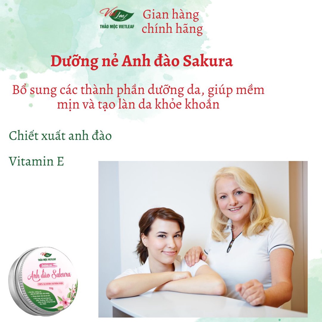 Dưỡng nẻ anh đào Thảo Mộc Vietleaf Sakura 10g VIETLEAF-DN10