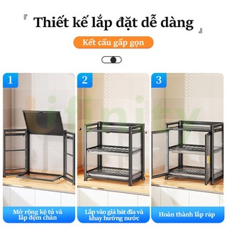 Gslife Kệ Bát Đĩa-Kệ Nhà Bếp Có Khay Hứng Nước, Có Thể Gập Lại, Không Cần Ốc Vít Để Cài Đặt