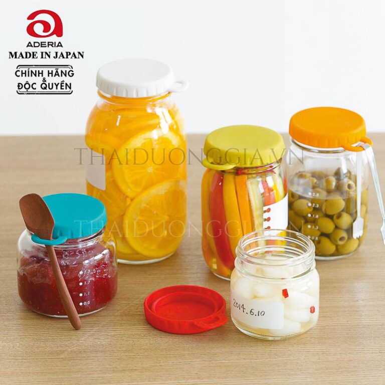 Bộ 2 lọ đựng thủy tinh 1800ml eCap nắp silicon dễ mở màu cam Nhật Bản Aderia - 1672 | Thái Dương Gia