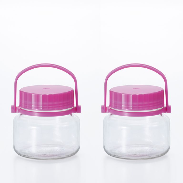 Bộ 2 lọ đựng thủy tinh 1 lít thấp nắp tím 2 lớp Nhật Bản Aderia-707x2 | Thái Dương Gia