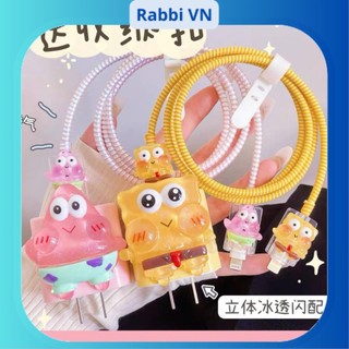 [Bọt Biển Dây Ngọc] Bộ phụ kiện bảo vệ củ sạc và cáp sạc cho iphone PD18/20W bằng silicon cao cấp RABBI