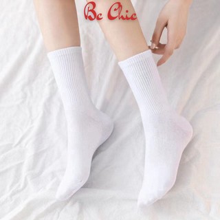 Tất vớ nữ nam VECYLA cao cổ T797 dễ thương hàn quốc,  2 màu Đen - Trắng dễ phối đồ