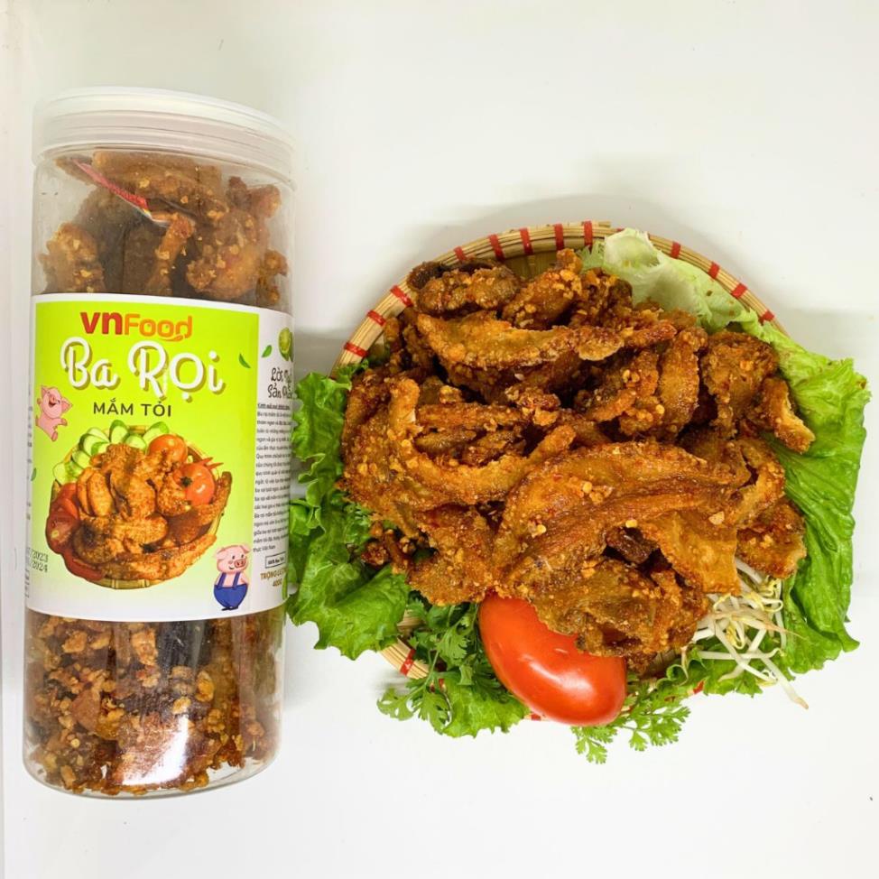 [ Hũ 400Gr ] Ba Rọi Chiên Giòn Sóc Mắm Tỏi Nguyên Miếng Nhà Làm VnFood