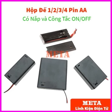 Hộp Đế 1/2/3/4 Pin AA Có Nắp và Công Tắc ON/OFF - Hộp đế pin đại AA, pin con thỏ lớn AA 1/2/3/4 pin