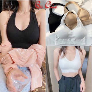 Áo Bra Thun Tăm Khoét Lưng Quàng Cổ Tôn Ngực Sexy B 607 - Bra nữ BC_CHIC LINGERIE