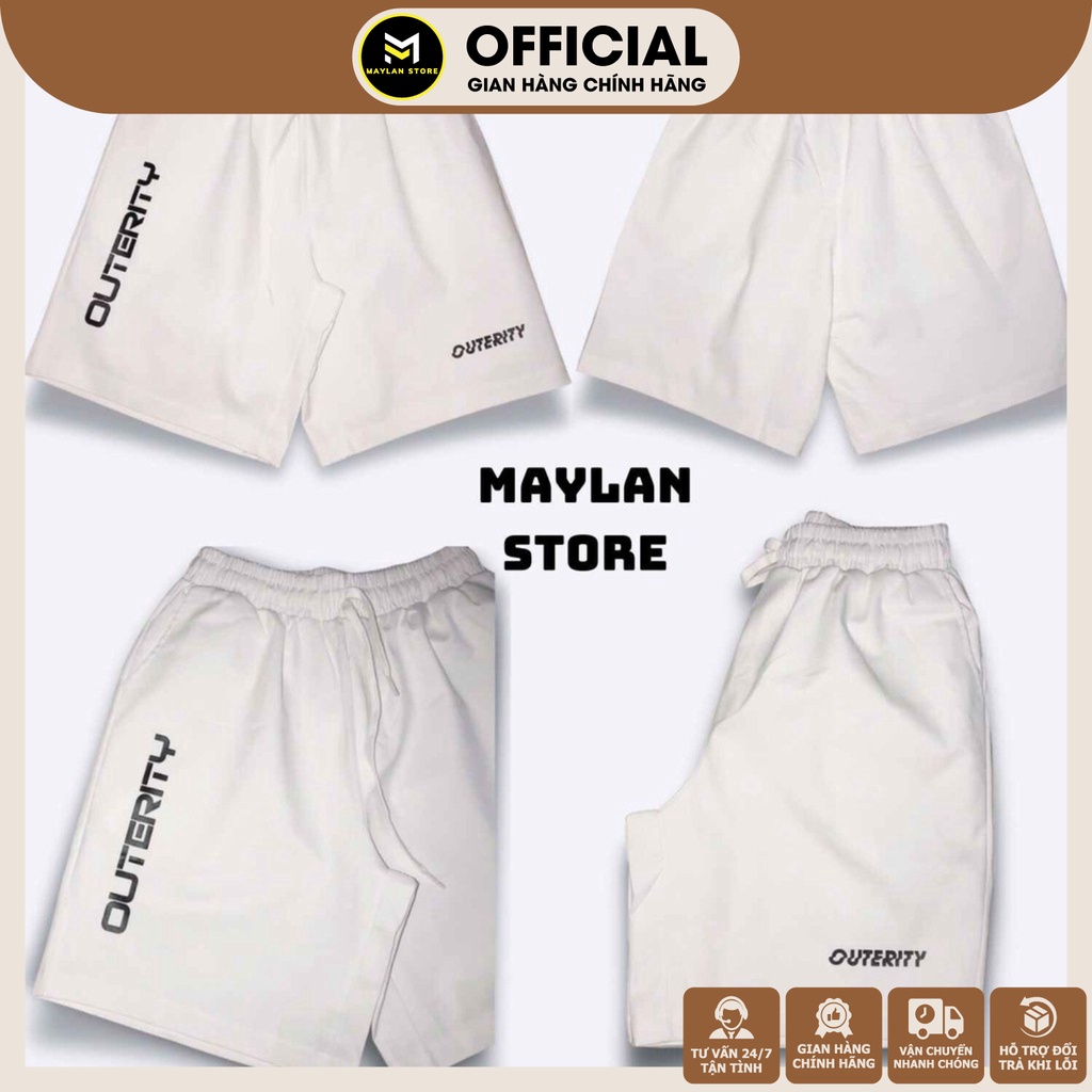 Quần Short Nam kaki In Chữ OUTERITY - vải kaki phong cách unisex streetwear