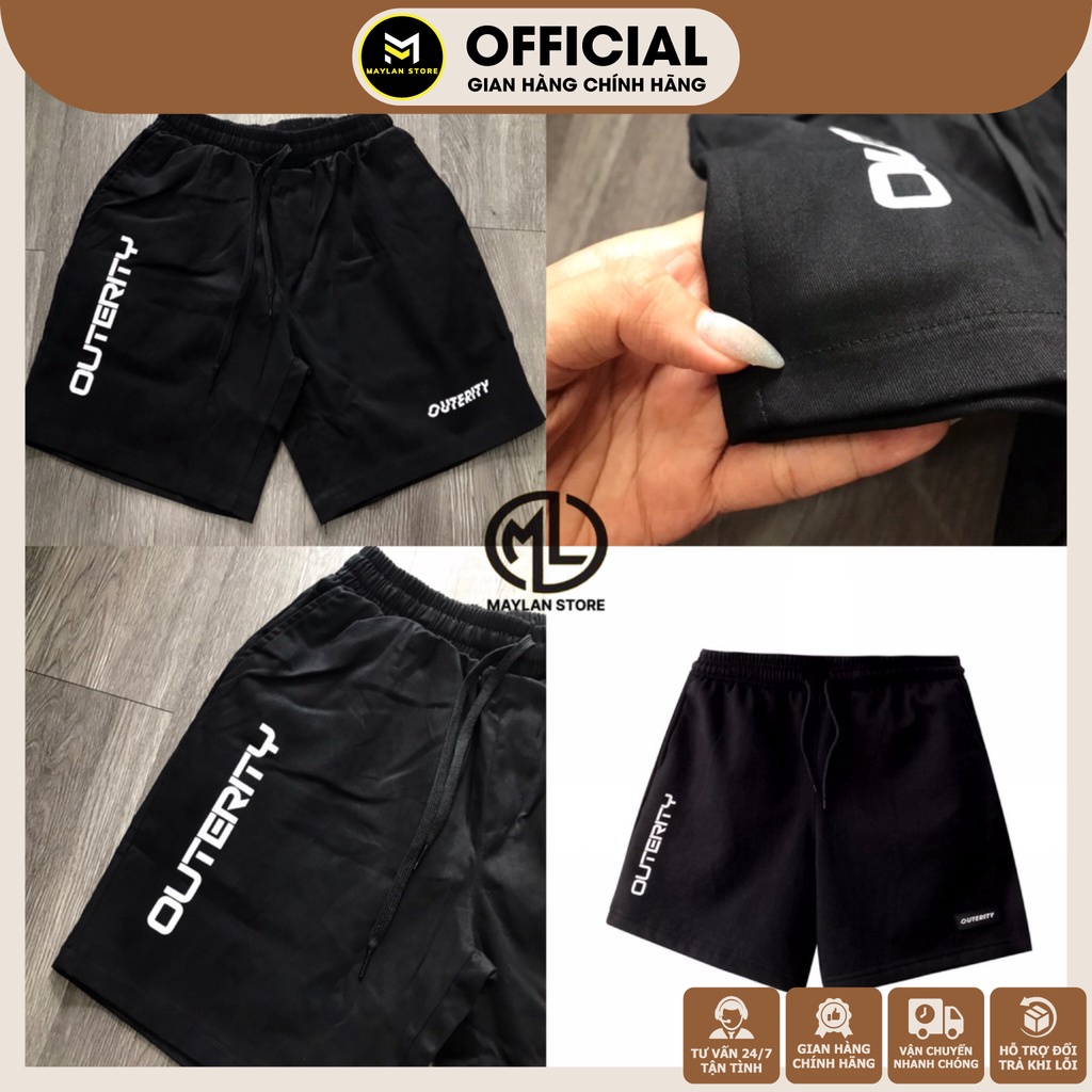Quần Short Nam kaki In Chữ OUTERITY - vải kaki phong cách unisex streetwear