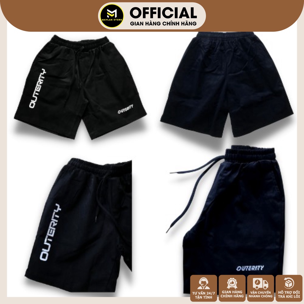 Quần Short Nam kaki In Chữ OUTERITY - vải kaki phong cách unisex streetwear