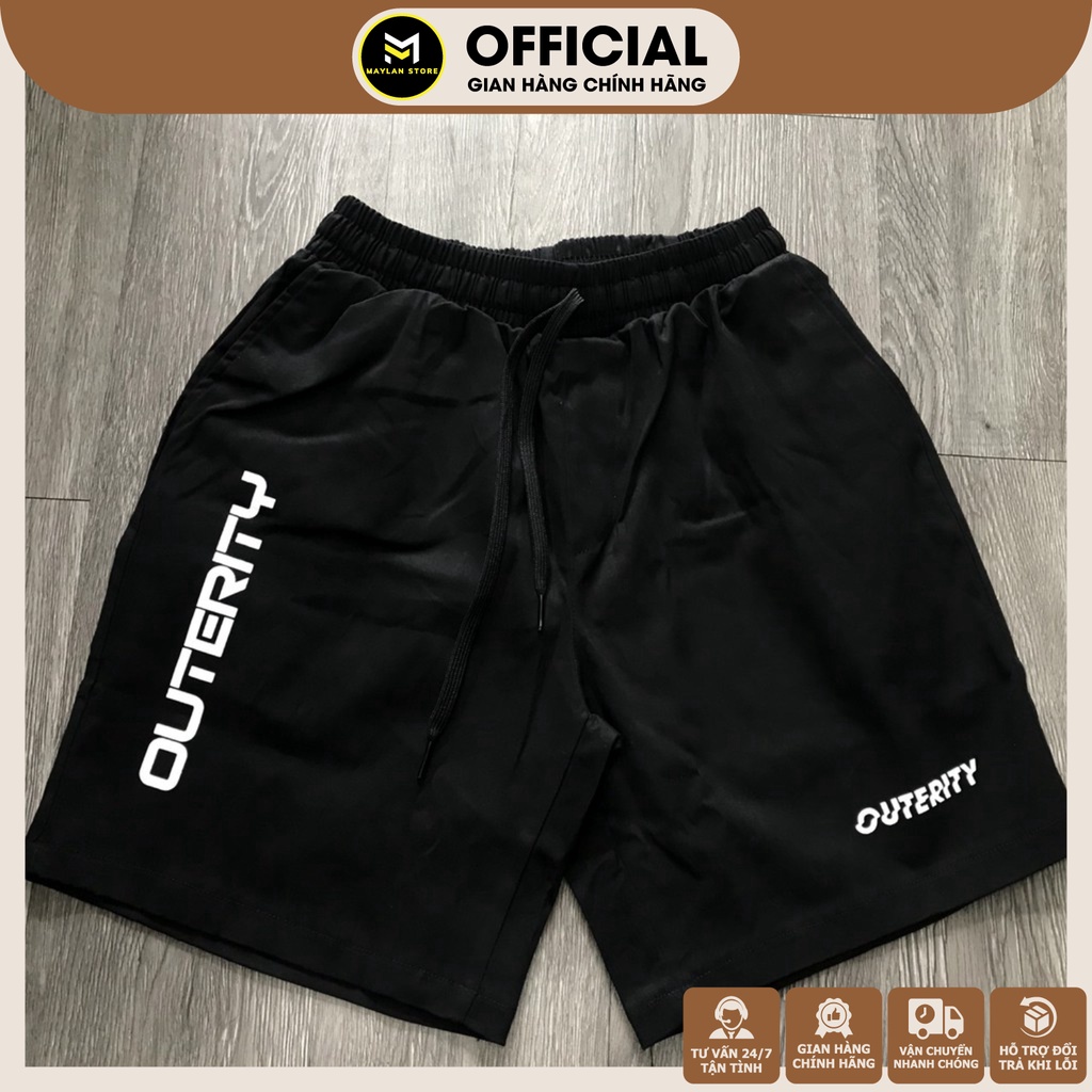Quần Short Nam kaki In Chữ OUTERITY - vải kaki phong cách unisex streetwear
