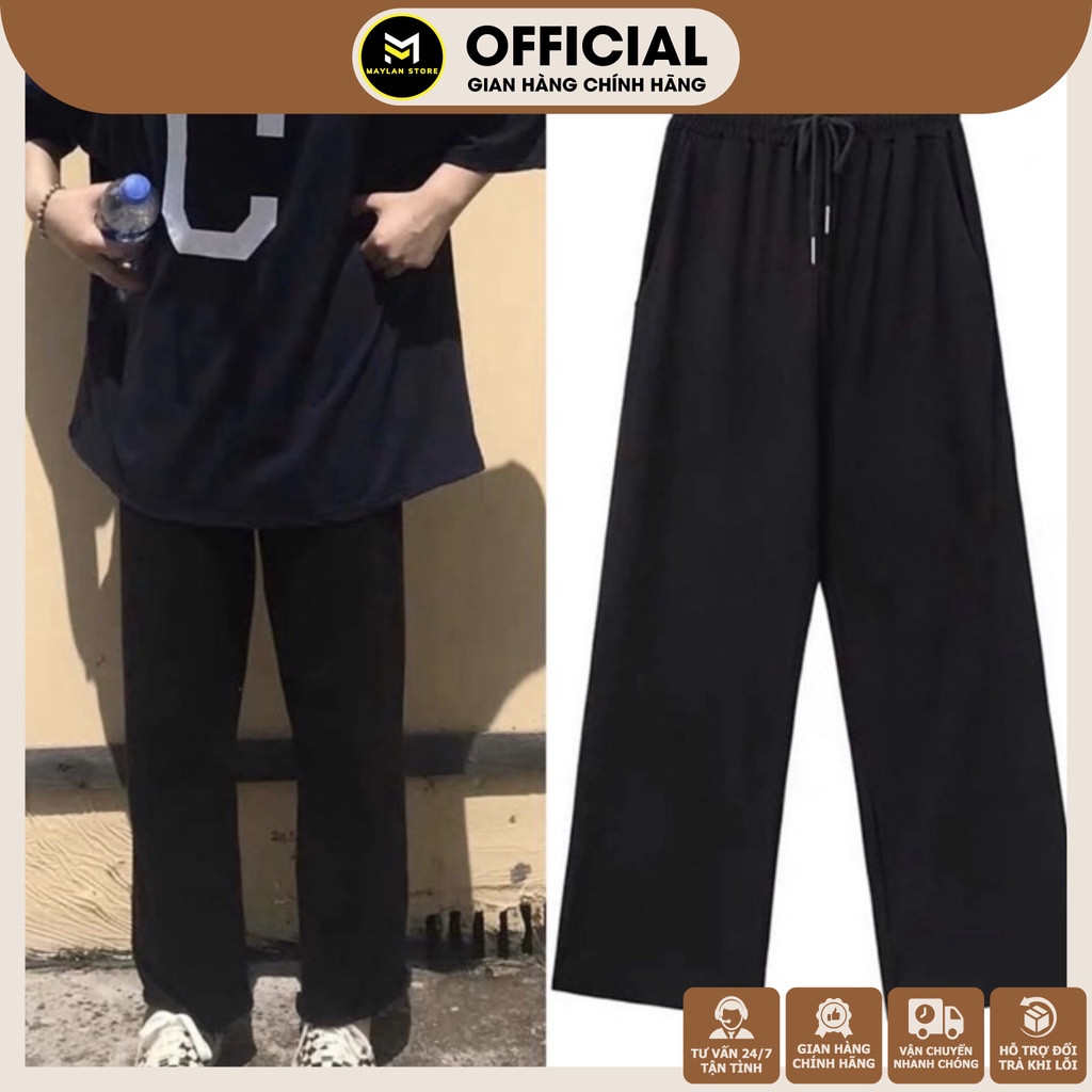 Quần Thun Suông Ống Rộng Nữ Lưng Cao Tôn Dáng Chất Vải Dày Dặn  - Phong Cách Hàn Quốc - MAYLANSTORE