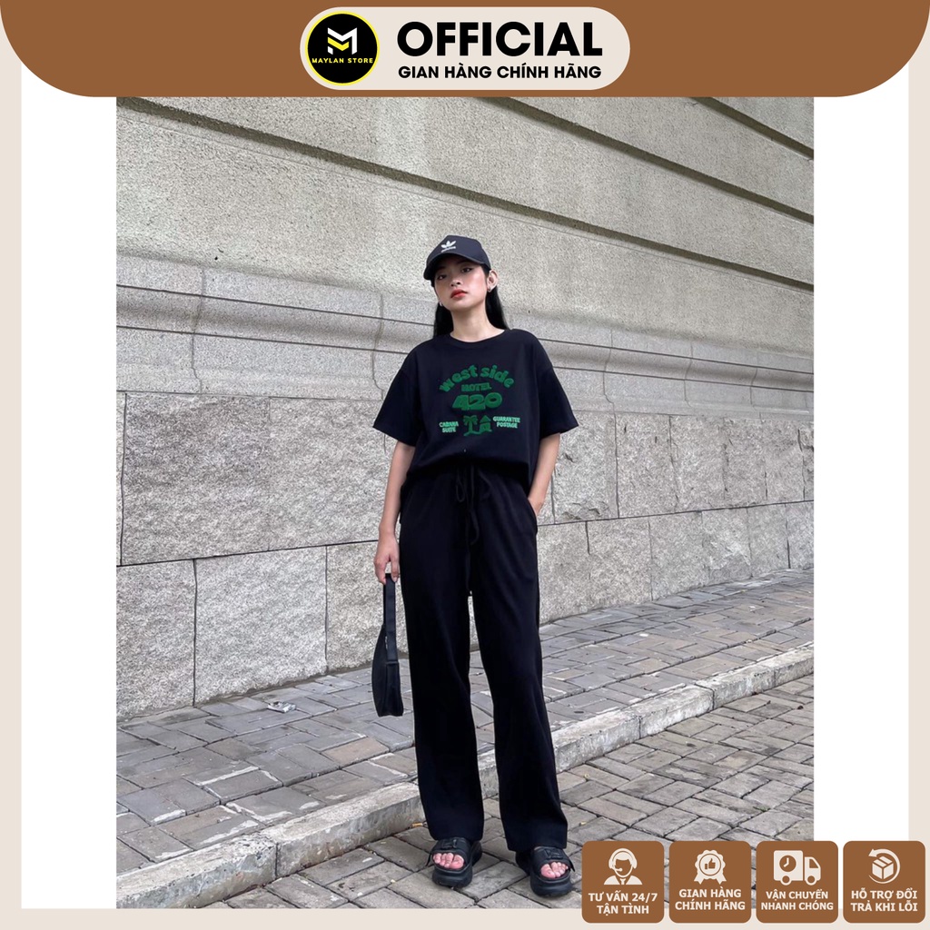 Quần Thun Suông Ống Rộng Nữ Lưng Cao Tôn Dáng Chất Vải Dày Dặn  - Phong Cách Hàn Quốc - MAYLANSTORE