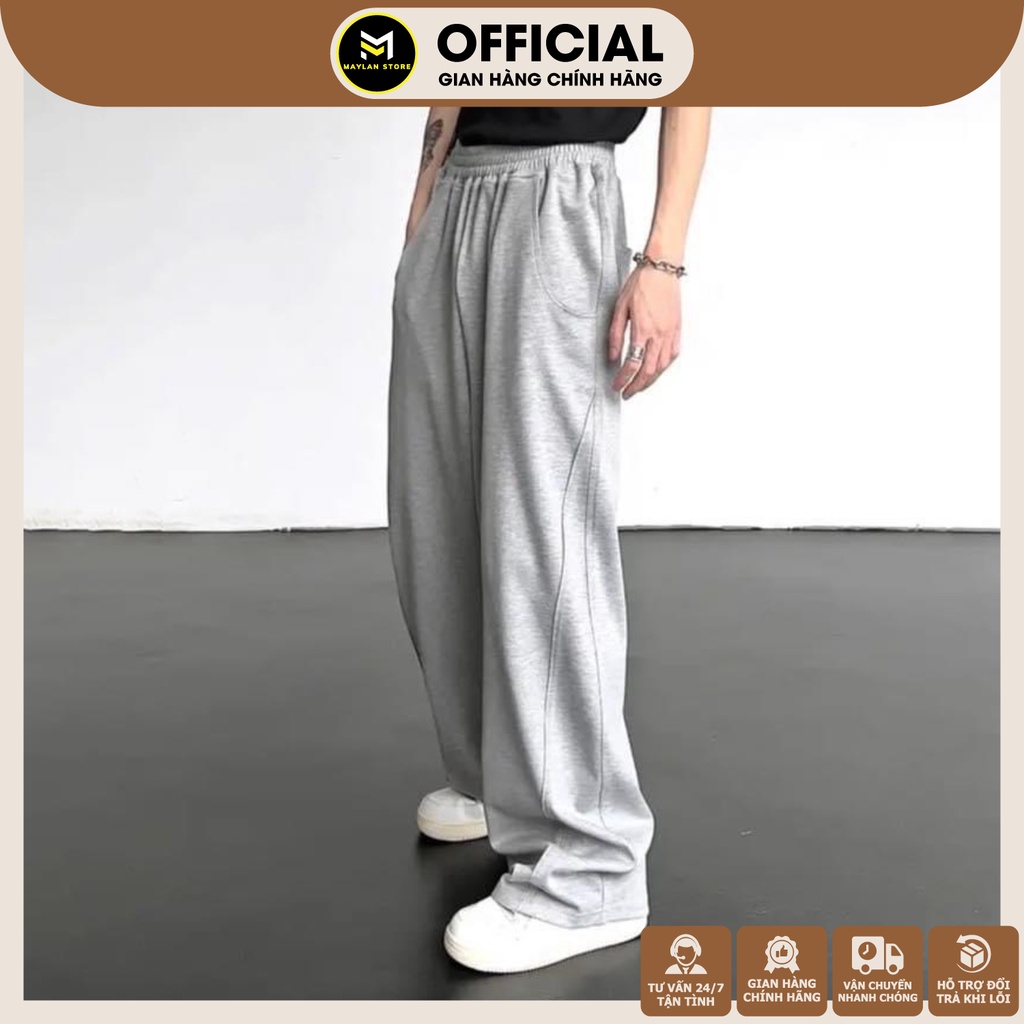 Quần Thun Ống Rộng Sọc Gân Thời Trang Nam Nữ, Chất Vải Dày Dặn, Co Dãn Tốt, Thoải Mái Dễ Chịu