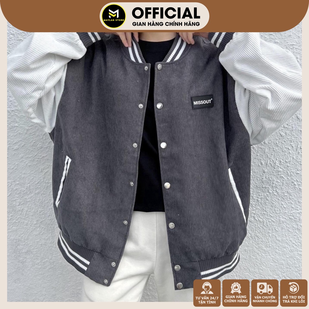Áo Khoác Bomber Missout Chất Vải Nhung Gân Lót Dù, Đường May Tỉ Mỉ, Mặc Đi Học Đi Chơi Trẻ Trung, Hiện Đại