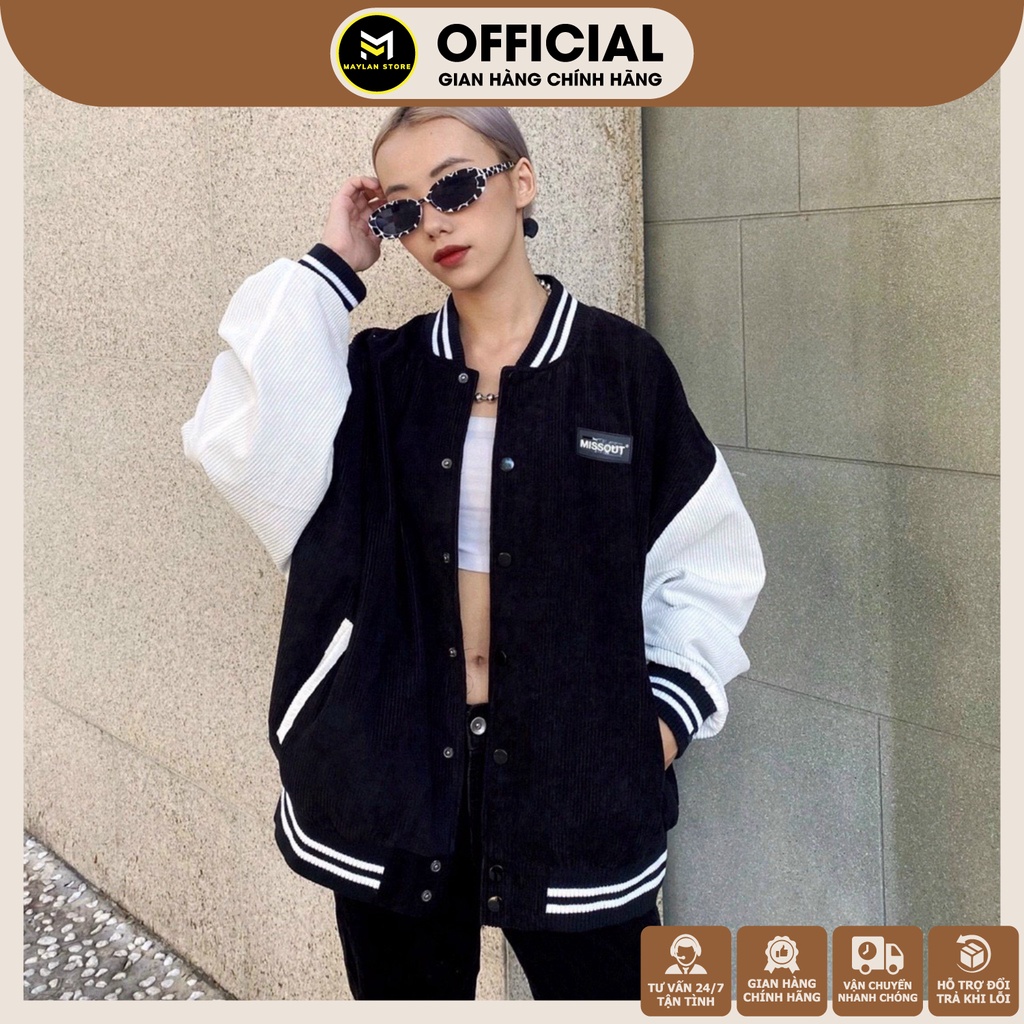 Áo Khoác Bomber Missout Chất Vải Nhung Gân Lót Dù, Đường May Tỉ Mỉ, Mặc Đi Học Đi Chơi Trẻ Trung, Hiện Đại