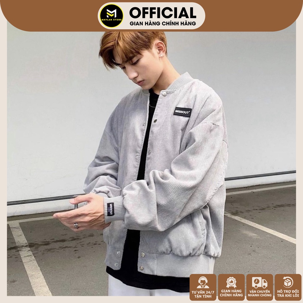 Áo Khoác Bomber Missout Chất Vải Nhung Gân Lót Dù, Đường May Tỉ Mỉ, Mặc Đi Học Đi Chơi Trẻ Trung, Hiện Đại