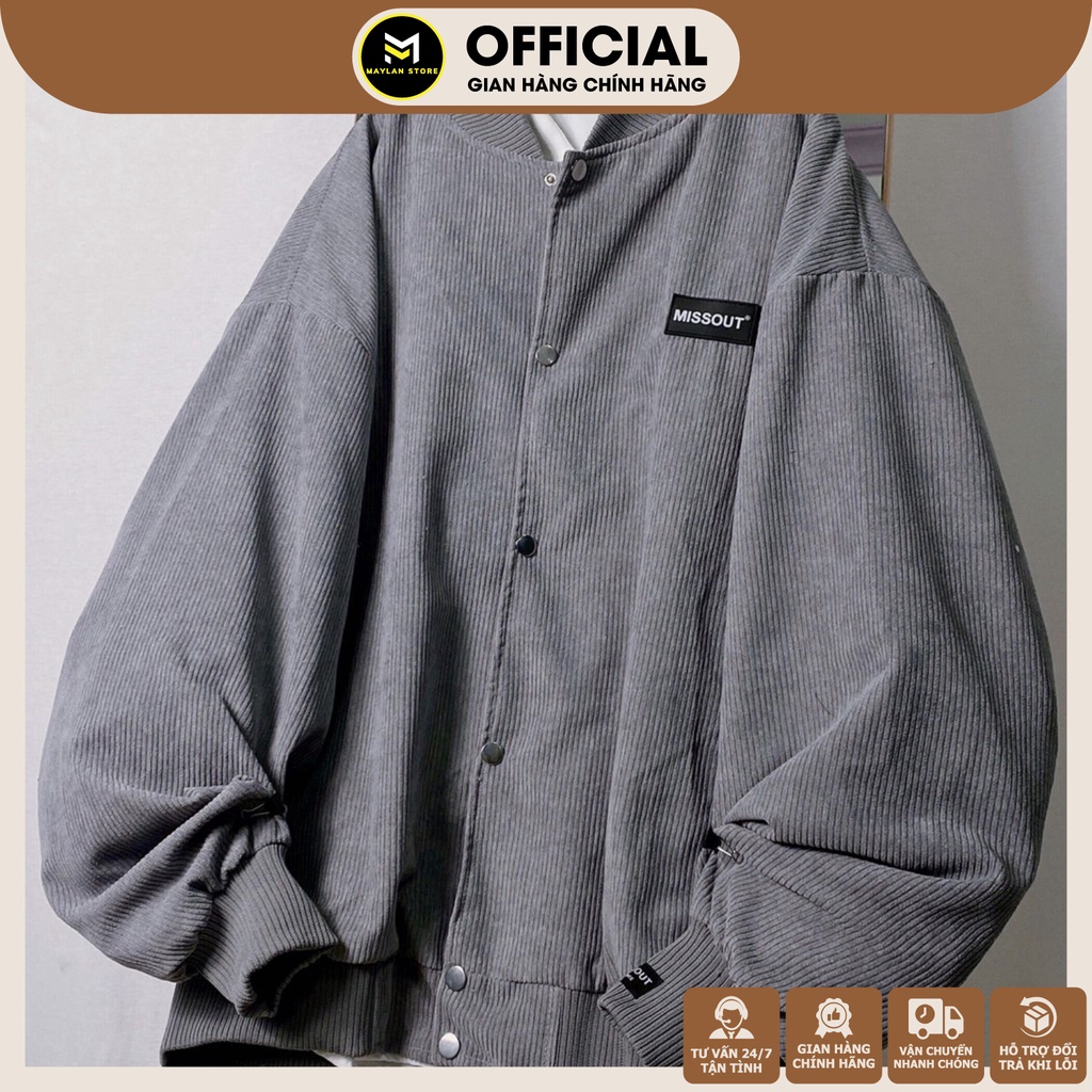 Áo Khoác Bomber Missout Chất Vải Nhung Gân Lót Dù, Đường May Tỉ Mỉ, Mặc Đi Học Đi Chơi Trẻ Trung, Hiện Đại