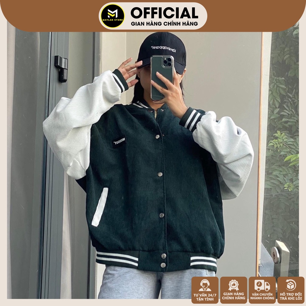 ÁO KHOÁC BOMBER NAM FORM OVERSIZE MẪU MISSOUT – VẢI NHUNG GÂN LÓT DÙ