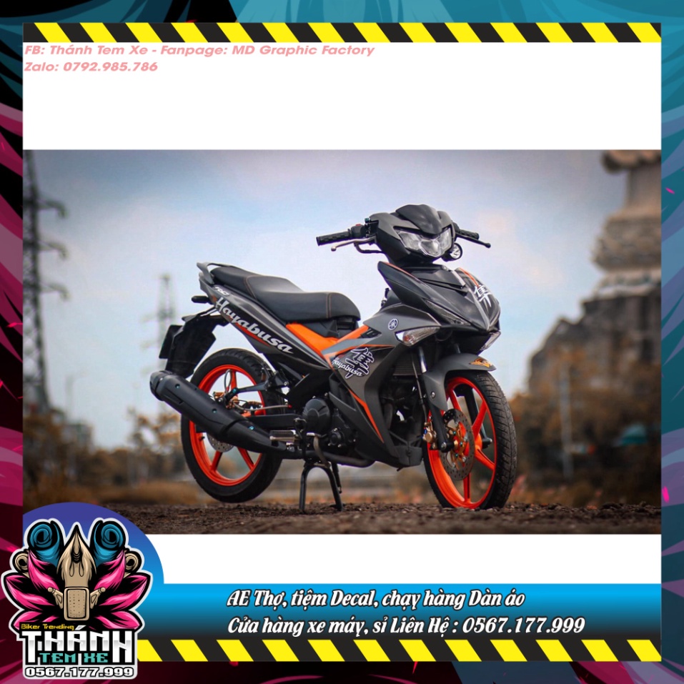 Tem rời mẫu Hayabusa cam cho Ex 150 xám đen tem cao cấp không bay màu