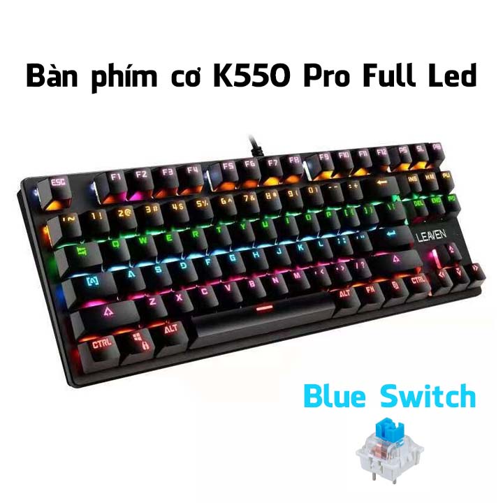 Bàn Phím Cơ Gaming K550 Pro Full Led 7 Chế Độ Màu 87 Phím Blue Switch ...