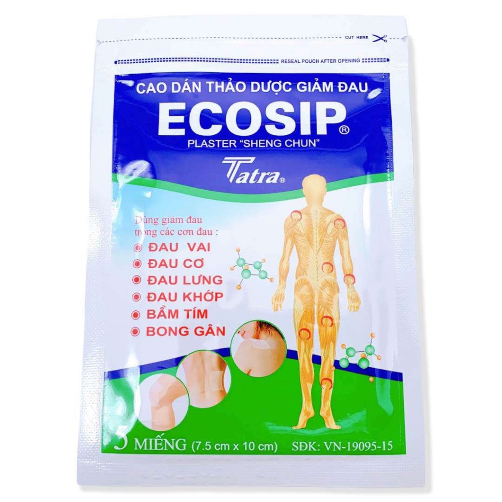 Cao dán Ecosip giảm đau cơ xương khớp - Gói 5 miếng | Shopee Việt Nam