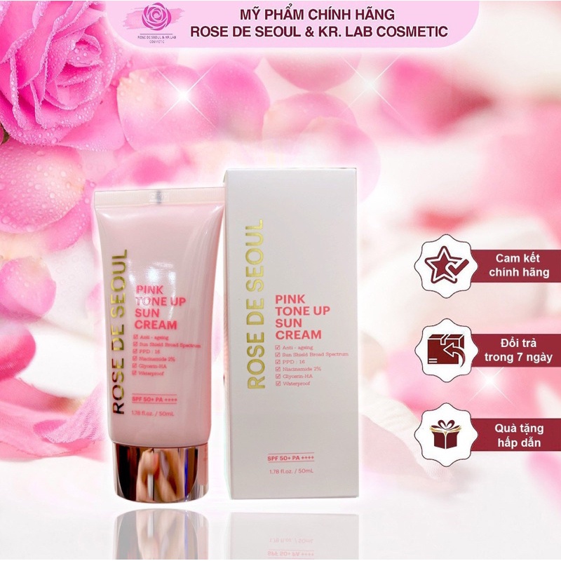 Kem chống nắng rose de seoul pink tone up sun cream 50ml hạn 2028 5 IS475