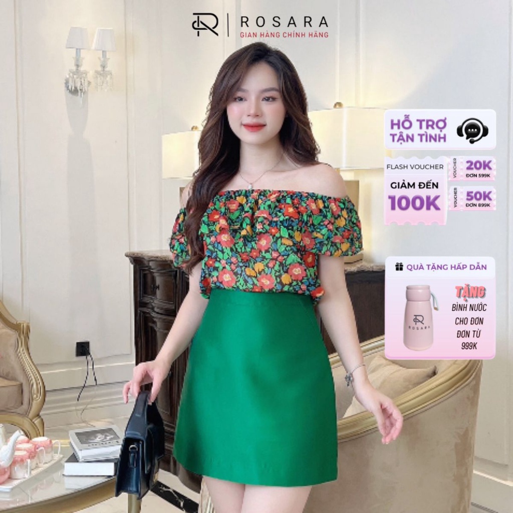 Chân Váy Tafta Xanh Trơn Dáng Ngắn Thời Trang Nữ Rosara CV34