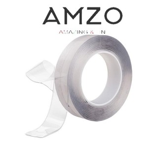 AMZO_BĂNG KEO NANO 2 MẶT DÀI 2 MÉT SIÊU DÍNH TRONG SUỐT DÀY 1MM, CHẤT LIỆU ACRYLIC DÁN MỌI VẬT DỤNG